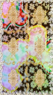 Tarafsız renklerde altın tekrarlayan elementlerle soyut arkaplan. Kusursuz oryantal klasik altın desen.