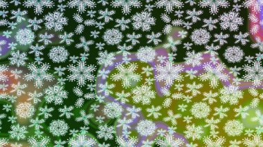 Asya tekstil tarzında. Yeşil renkli çiçekler. Çiçek desenli çizim. Raster illüstrasyonu. Raster illüstrasyonu.