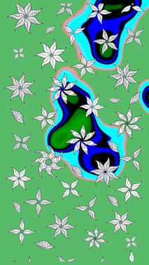 Doodle tarzı. Elle çizilmiş sonbahar çiçeği deseni. Yeşil renkli çiçekler. Renkli yeşil çizim kalıbı. Tekstil ve kapak tasarımı için mükemmel.