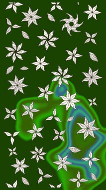 Raster illüstrasyonu. Çiçekli çiçek deseni, suluboya. Düz Çiçek Elementleri Tasarımı. Renkli Bahar Teması eskiz kalıbı. Yeşil ve nötr renkte çiçekler.