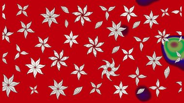 Raster Floral Illustration, Asyalı tekstil. Kırmızı ve nötr renklerdeki etnik çiçeklerle zarif bir eskiz..