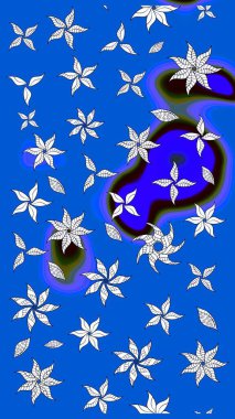 Çiçekli karalama şeklinde Raster çiçek deseni. Mavi ve nötr renklerde çiçekler. Yumuşak, bahar çiçekli arka plan.