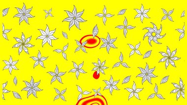 Raster illüstrasyonundaki çiçek desenli çizim. Suluboya tarzında sarı ve beyaz renkte çiçekler.