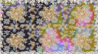 Gri renklerde, altın elementlerle kusursuz desen. Geleneksel oryantasyon süsü. Klasik klasik klasik arka plan. Klasik raster altın pürüzsüz desen.