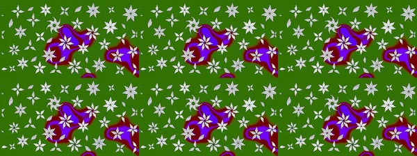 Raster Çiçek İllüstrasyonu 'nun şirin tekstili. Yeşil ve nötr renklerdeki etnik çiçeklerle zarif eskiz deseni.