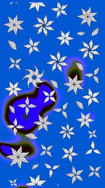 Çiçekli karalama şeklinde Raster çiçek deseni. Mavi ve nötr renklerde çiçekler. Yumuşak, bahar çiçekli arka plan.