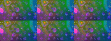 Halk tarzı. Moda baskıları için zarif bir şablon. Modern çiçek arkaplanı. Parlak renkli çiçekleri ve yeşil ve mavi renkte yaprakları olan muhteşem bir çiçek deseni..