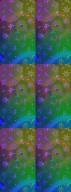 Raster çiçek desenleri çiziyor. Vadinin çiçekleri yeşil ve mavi renklerde.