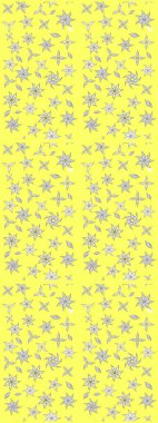 Bahar çiçekleri dallı desen, sarı renkler ve çiçek silueti. Raster deseni.