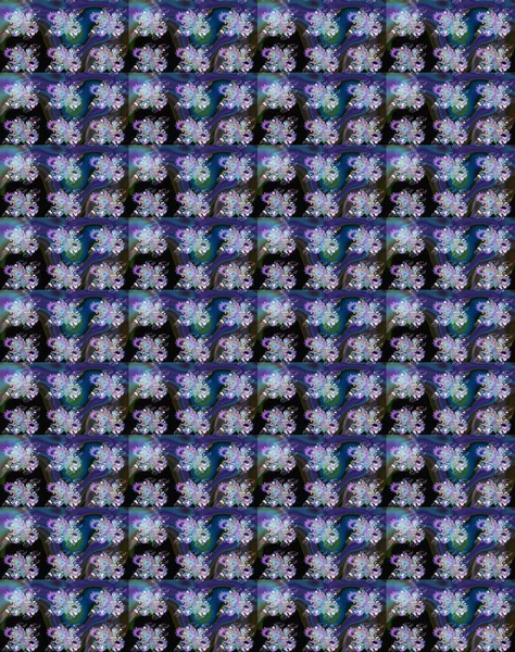 Mavi ve mor renkli çiçekler. Çiçekli karalama şeklinde Raster çiçek deseni. Nazik, sevimli çiçek arkaplanı..