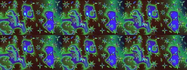 Yeşil ve kahverengi renkli çiçekler. Raster illüstrasyonundaki çiçek desenli çizim. Renkli Bahar Teması eskiz kalıbı. Düz Çiçek Elementleri Tasarımı.