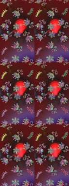 Soyut duvar kâğıdı, ambalaj dekorasyonu. Kışın sembolü, mutlu noeller, mutlu yeni yıl kutlaması Raster illüstrasyonu. Basit bir kar tanesi. Kahverengi, kırmızı ve mor renkler.