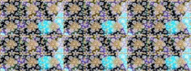 Tarafsız ve mavi renklerde kusursuz desen. Raster altın pürüzsüz desen. Doğu tarzı arabesk tarzında altın elementler. Kusursuz altın desenli bukleler..