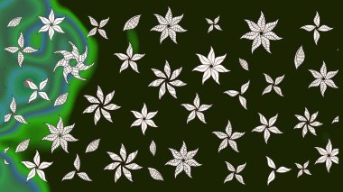 Raster illüstrasyonu. Çizim çiçek deseni duvar kâğıdı olarak kullanılabilir. Gri ve yeşil renkte çiçekler.