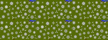 Arkaplan dokusu, duvar kağıdı, yeşil ve nötr renklerde çiçek teması. Soyut etnik raster çizim kalıbı. Kabile sanatı boho baskısı, klasik çiçek arkaplanı.