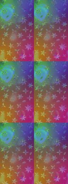 Raster illüstrasyonundaki çiçek desenli çizim. Kahverengi ve mor renkli çiçekler. Renkli Bahar Teması eskiz kalıbı. Düz Çiçek Elementleri Tasarımı.