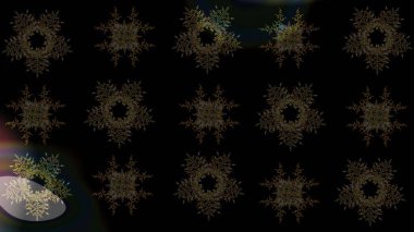 Raster illüstrasyonu. Siyah, gri ve kahverengi kar tanelerinden izole edilmiş. Kar taneleri koleksiyonu. Güzel kış süsleri..