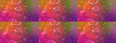 Raster deseni. Sanat eserleri, pembe şekilli çiçekler ve yapraklar. Karalama çiçekleri çizim kalıbı. Mor ve pembe el çizimi desen.