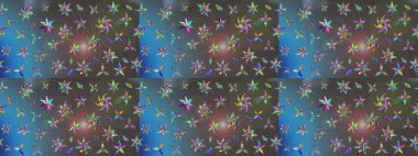 Eskiz arkaplan modeli. Mavi ve gri renkte yaprakları olan yabani çiçekler. Suluboya, elle çizilmiş. Raster illüstrasyonu.