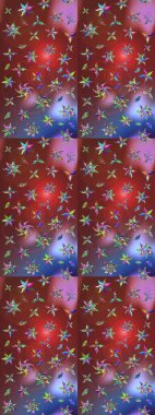 Çiçek buketleriyle klasik bir eskiz şekli. Kahverengi ve kırmızı renklerde. Raster illüstrasyonu.