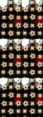 Siyah renkli etnik çiçeklerle süslenmiş zarif bir eskiz şekli. Asya Tekstil 'inde Raster Çiçek İllüstrasyonu.