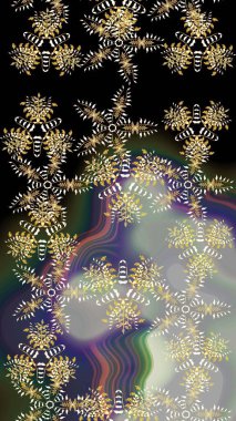 Çiçekli karalama şeklinde Raster çiçek deseni. Raster illüstrasyonu. Nazik, yaz çiçekleri siyah ve gri renklerde.