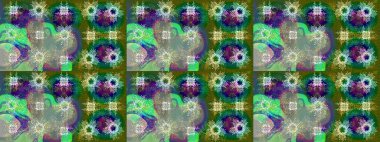 Raster illüstrasyonu. Yeşil, nötr ve mavi kar taneleri. Güzel tasarım. Noel için tatil tasarımı, yeni yıl moda baskıları. Kar tanelerinin soyut arkaplanlı Noel arkaplanı.