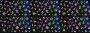 El çizimi. Güzel kumaş deseni. Raster illüstrasyonu. Çiçekler, dallar, otlar ve çiçekler.