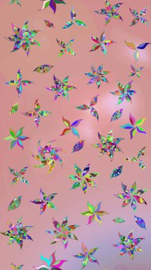 Tarafsız ve pembe renklerde çiçekler. Hediye ambalaj kağıdı, tebrik kartları, posterler ve pankart tasarımı. Raster düz çiçek çizim deseni.