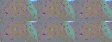 Düz Çiçek Elementleri Tasarımı. Renkli Bahar Teması eskiz kalıbı. Süslü kumaş deseni. Raster illüstrasyonunda çiçek deseni çizimi.