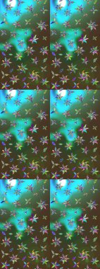 Yeşil ve kahverengi çiçekli eskiz deseni, suluboya çiçek deseni, sevimli çiçek, duvar kağıdı, kart veya kumaş için fayanslı. Raster - stok.