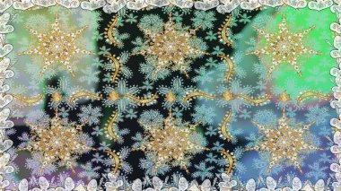 Gri renklerde kusursuz desen. Raster altın pürüzsüz desen. Doğu tarzı arabesk tarzında altın elementler. Kusursuz altın desenli bukleler..