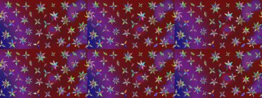 Kırmızı ve mor renkte zarif çiçekli suluboya. Renkli Bahar Teması eskiz kalıbı. Düz Çiçek Elementleri Tasarımı. Raster illüstrasyonu.