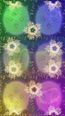 İllüstrasyon kar tanesi. Güzel dekorasyon. Kışın sembolü. Mor, yeşil ve nötr renklerde suluboya kar taneleri.