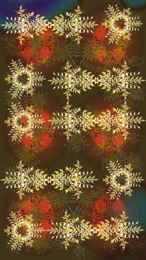 Raster illüstrasyonu. Çiçekli karalama şeklinde Raster çiçek deseni. Kahverengi, yeşil ve turuncu renklerde bahar çiçekleri..