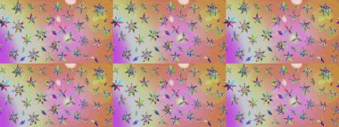 Raster Illustrasyon 'daki Çiçek Deseni' nin son moda çizimi. Güzel kumaş deseni. Renkli Yaz Temalı eskiz kalıbı. Düz Çiçek Elementleri Tasarımı.