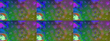 Çiçekli karalama şeklinde Raster çiçek deseni. Nazik, narin çiçek arkaplanı. Yeşil ve mavi renkte çiçekler.