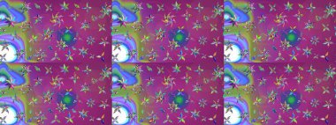 Düz Çiçek Elementleri Tasarımı. Çiçeksel fantezi tasarımı ve parlak bir arka plan çizimi. Renkli Bahar Teması çizim şablonu.