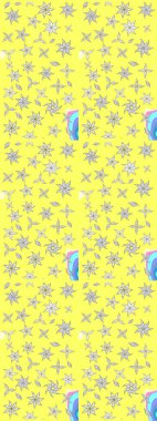 Şirin çiçekler. Raster Moda kumaş deseni. Çizgi çizimi deseni.