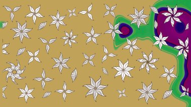 Sarı ve nötr renklerde çiçekler. Raster illüstrasyonu. Tropikal çizim çiçek deseni.