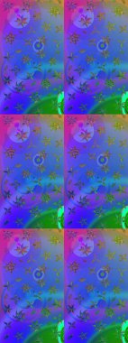 Düz Çiçek Elementleri Tasarımı. Renkli Yaz Temalı eskiz kalıbı. Mavi ve mor renkli çiçekler. Raster illüstrasyonunda çiçek deseni çizimi.