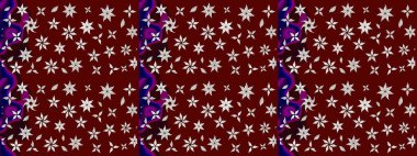 Çiçek ve yapraklı karalama şeklinde Raster çiçek deseni. Raster illüstrasyonu. Kibarca, bahar çiçekleri kırmızı renklerde.