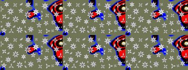 Düz Çiçek Elementleri Tasarımı. Taslak desenli, modaya uygun kumaş deseni. Renkli Bahar Teması eskiz kalıbı. Şirin çiçek elementleri. Raster illüstrasyonu.