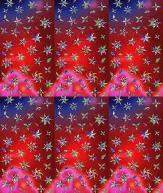 Raster illüstrasyonu. Kibarca, kırmızı renkte bahar çiçekleri. Raster çiçek desenli ve çiçekli..