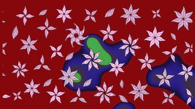 Kırmızı renkte çiçekler. Çiçekli karalama şeklinde Raster çiçek deseni. Yumuşak, bahar çiçekli arka plan.