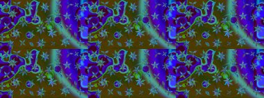 Raster illüstrasyonu. Çiçekli çiçek deseni, suluboya. Düz Çiçek Elementleri Tasarımı. Mavi ve kahverengi renkte çiçekler. Renkli Bahar Teması çizim şablonu.