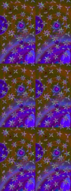 Raster Çiçek İllüstrasyonu 'nun şirin tekstili. Kahverengi renkli etnik çiçeklerle zarif bir eskiz deseni..