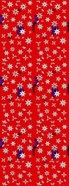 Raster illüstrasyonundaki çiçek desenli çizim. Renkli Bahar Teması eskiz kalıbı. Düz Çiçek Elementleri Tasarımı. Süslü kumaş deseni.