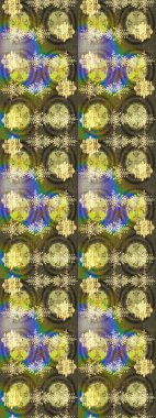 Raster Noel soyut renkli arka plan ve tatlı kar tanesi. Farklı kar taneleri toplayıcısı, yeşil, kahverengi ve nötr renklerde kış elementleri..