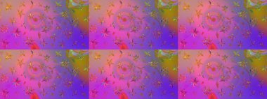 Çiçek desenli çizim. Raster illüstrasyonu. Asya tekstil tarzında. Mor ve pembe renkte çiçekler. Raster illüstrasyonu.